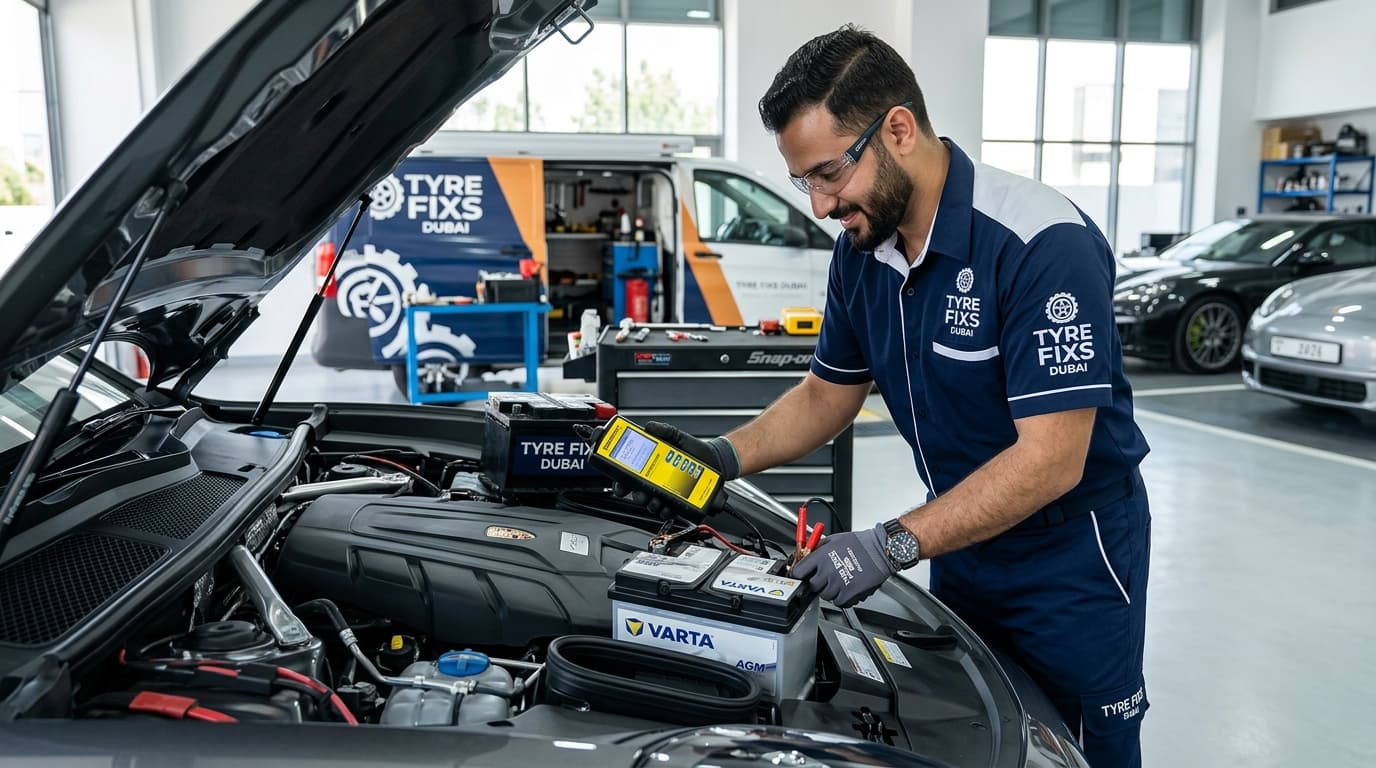 On-Site Car Battery Testing & Replacement in Al Barsha & Heights
