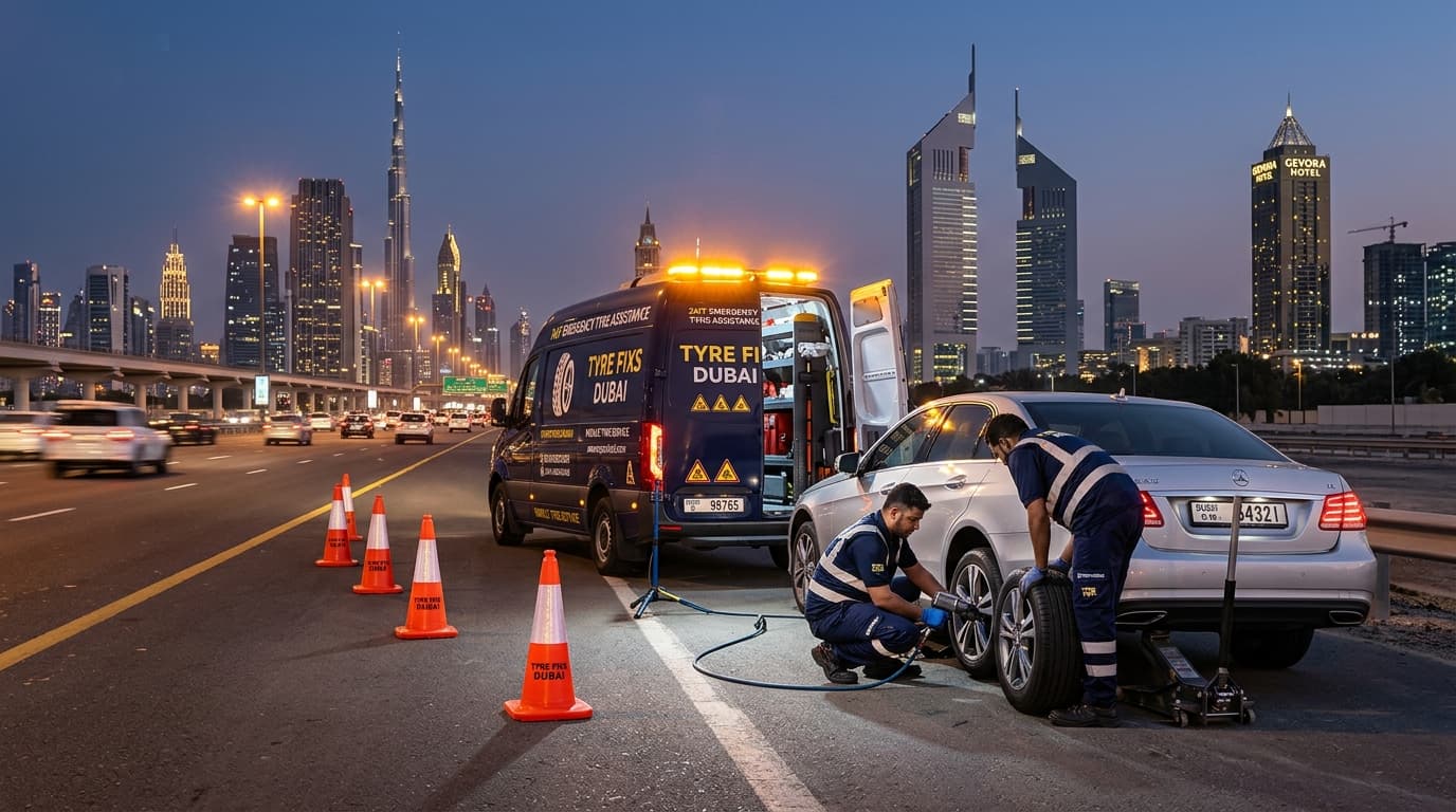 24/7 Emergency Roadside Tyre Assistance in Al Barsha & Heights