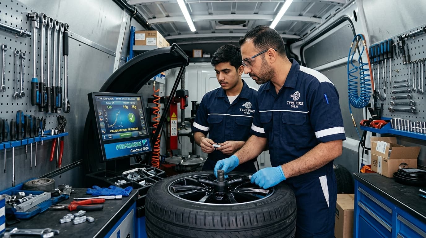 On-Site Tyre Replacement & Dynamic Balancing in Al Barsha & Heights